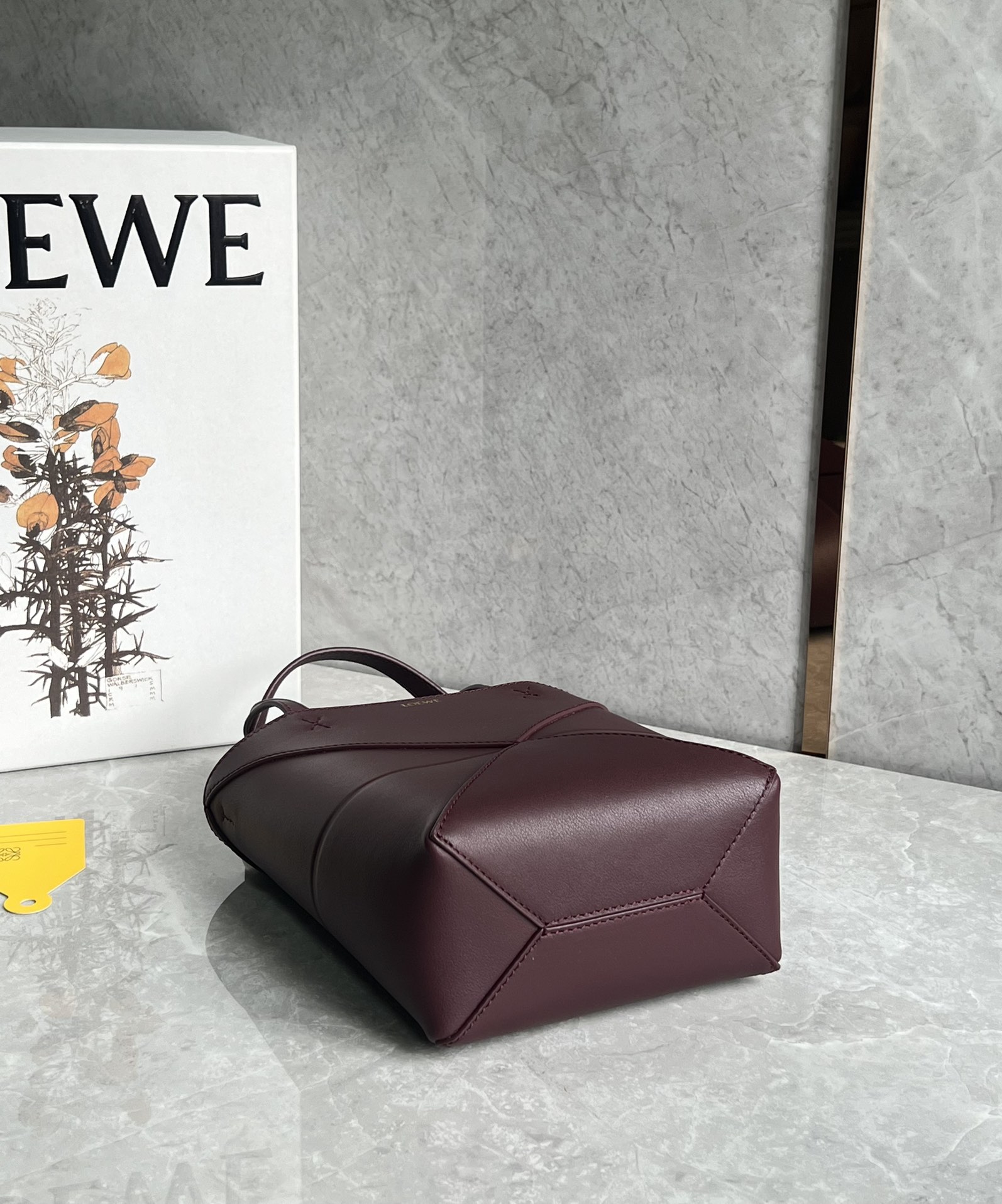 Loewe Mini Puzzle Fold Tote in Shiny Calfskin Dark Purple